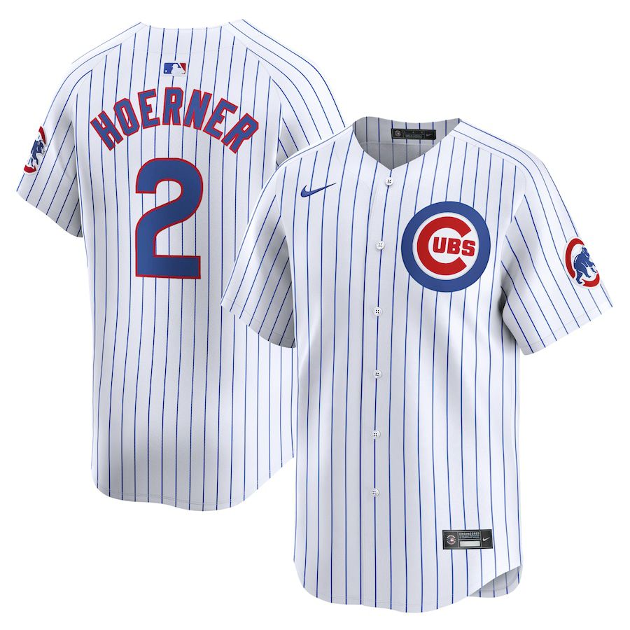 Men Chicago Cubs #2 Nico Hoerner Nike White Home Limited Player MLB Jersey->->MLB Jersey